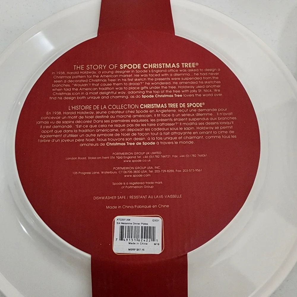 Spode Christmas Tree Melamine Dinner & Salad Plates Serving Tray Set of 12 New
